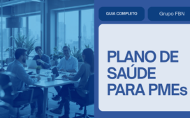 Equipe de uma pequena empresa reunida em escritório, representando a gestão do plano de saúde empresarial para PMEs